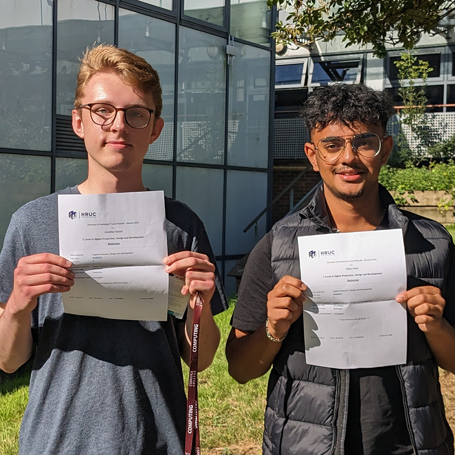 Uxbridge students collecting A-Level, T-Level and Level 3 results